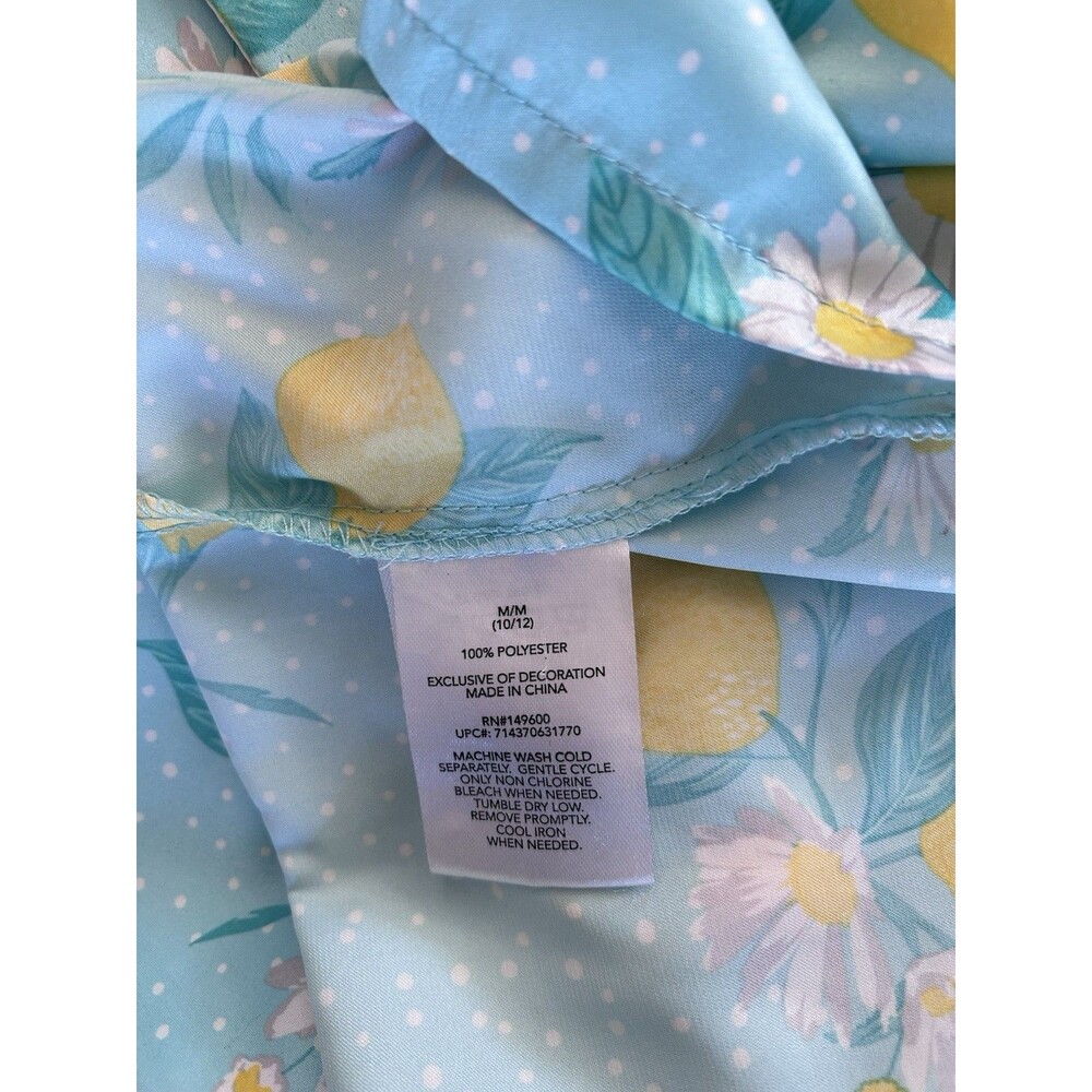 Flora Nikrooz Satin Pajama Set - Lemon & Daisy Print 2pc Shorts Set - Size M - Picture 5 of 8